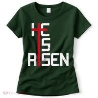 He Is Risen Cross Jesus Easter Christian Religiousns Women's T-Shirt thumb 0