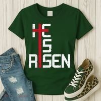 He Is Risen Cross Jesus Easter Christian Religiousns Women's T-Shirt thumb 3