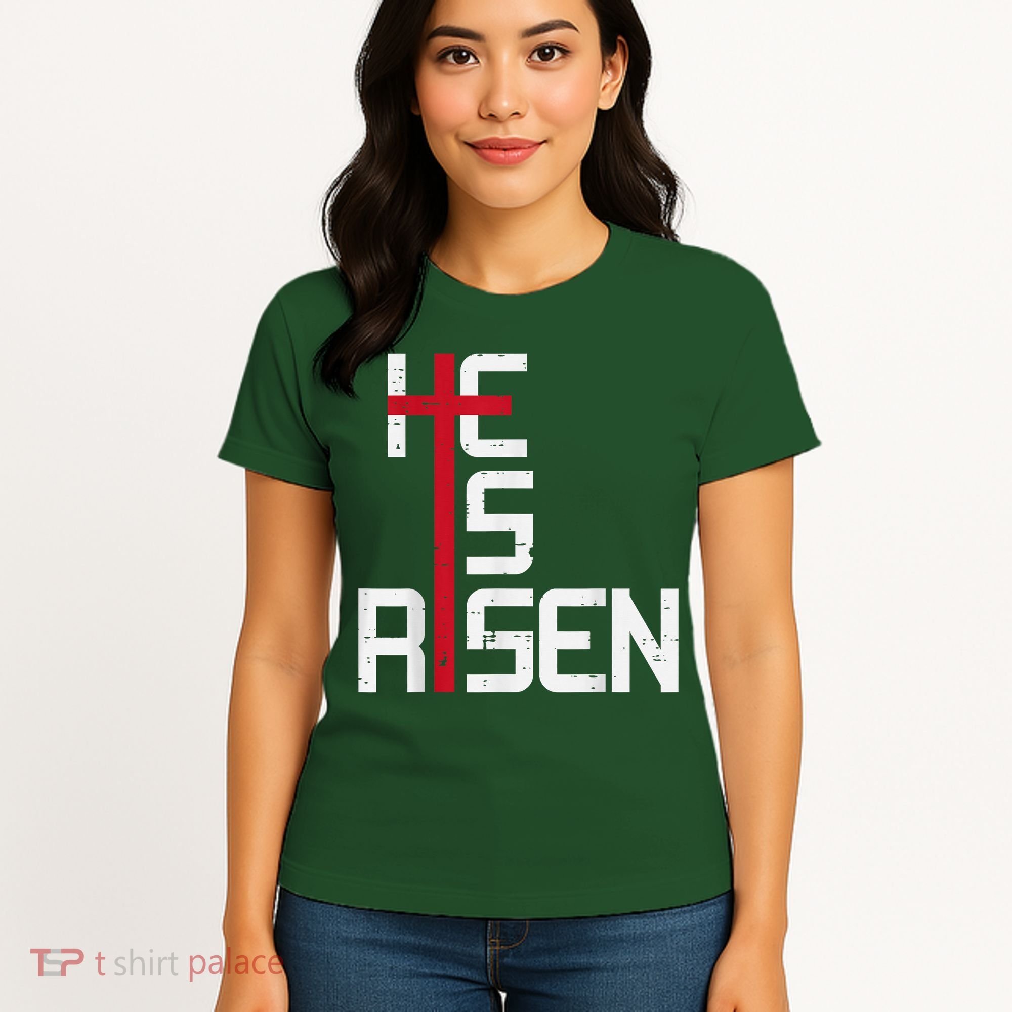 He Is Risen Cross Jesus Easter Christian Religiousns Women's T-Shirt