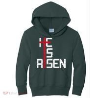 He Is Risen Cross Jesus Easter Christian Religiousns Kids Hoodie thumb 0