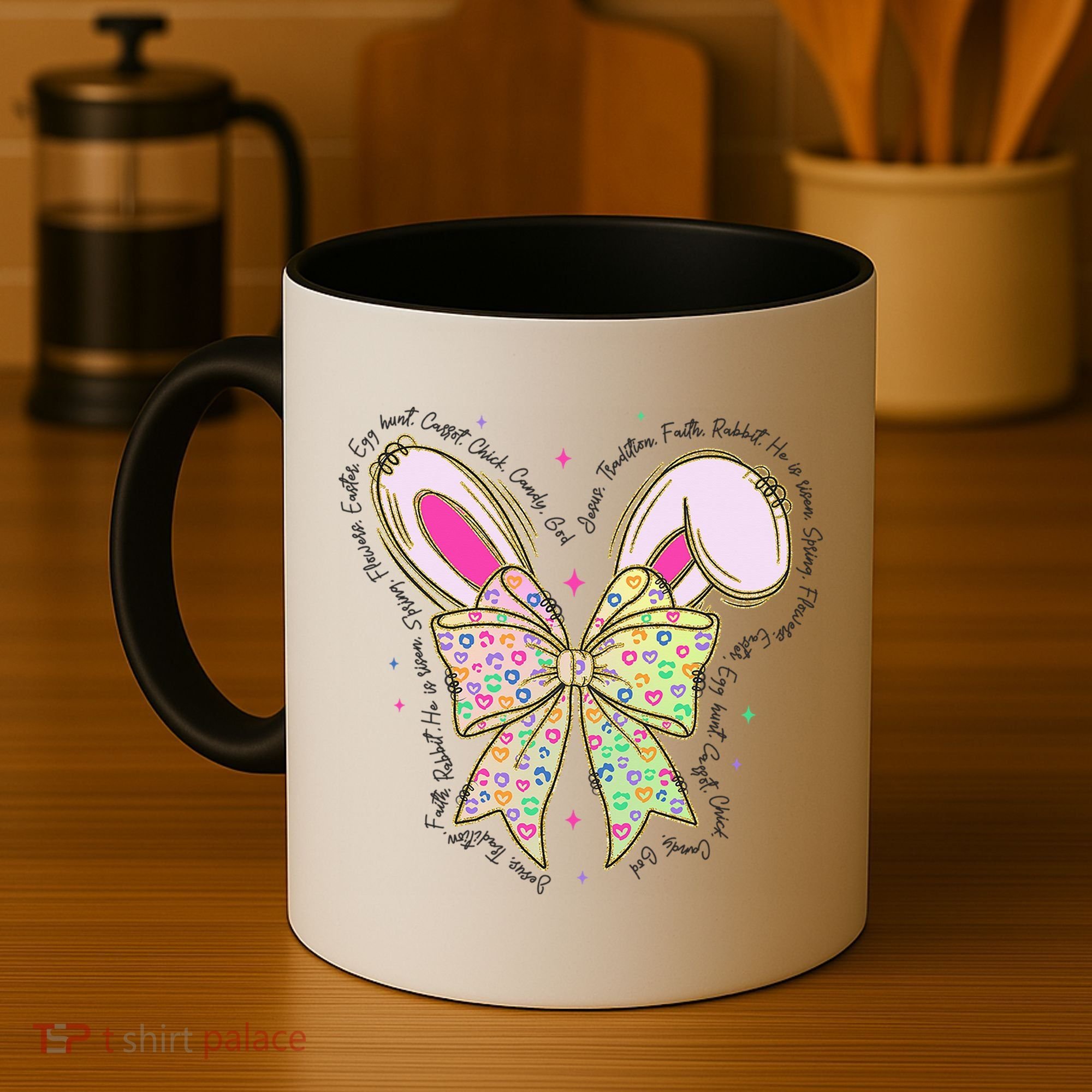 He Is Risen Easter Cross Coquette Jesus Christian Religious Coffee Mug
