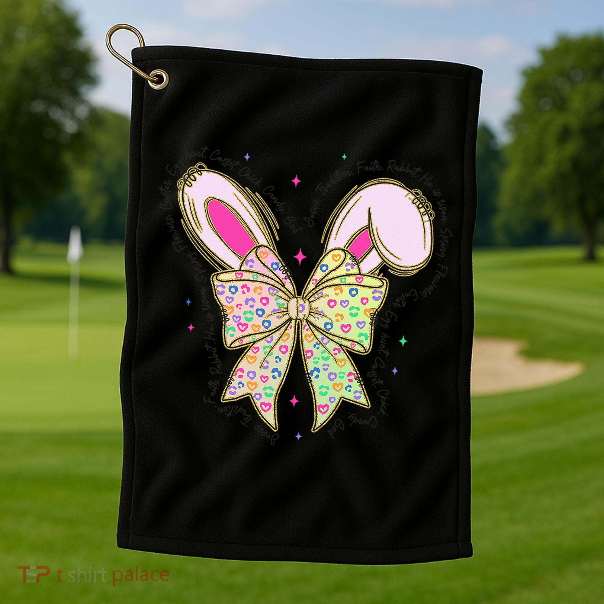 He Is Risen Easter Cross Coquette Jesus Christian Religious Golf Towel