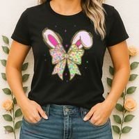 He Is Risen Easter Cross Coquette Jesus Christian Religious Women's T-Shirt thumb 2