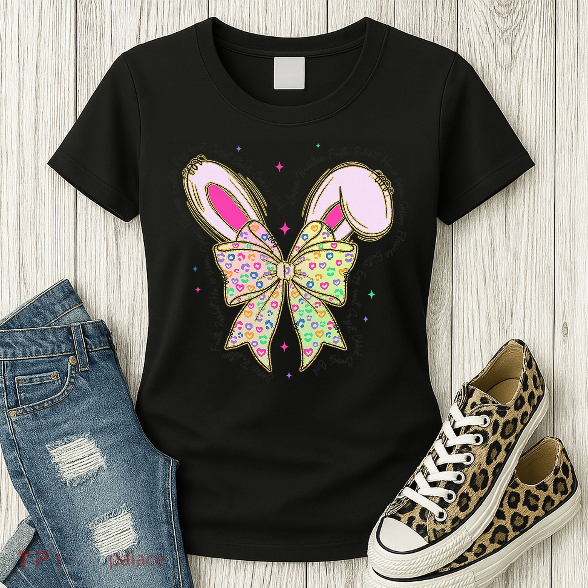He Is Risen Easter Cross Coquette Jesus Christian Religious Women's T-Shirt