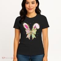 He Is Risen Easter Cross Coquette Jesus Christian Religious Women's T-Shirt thumb 4