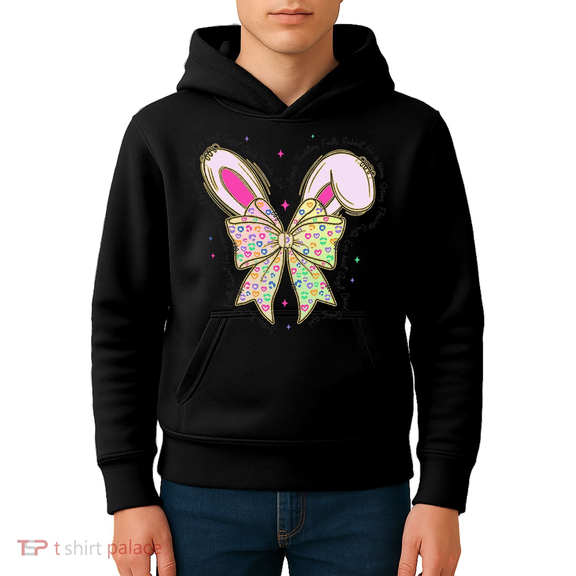 He Is Risen Easter Cross Coquette Jesus Christian Religious Kids Hoodie