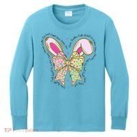 He Is Risen Easter Cross Coquette Jesus Christian Religious Kids Long Sleeve Shirt thumb 0