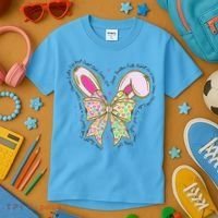 He Is Risen Easter Cross Coquette Jesus Christian Religious Kids T-Shirt thumb 3