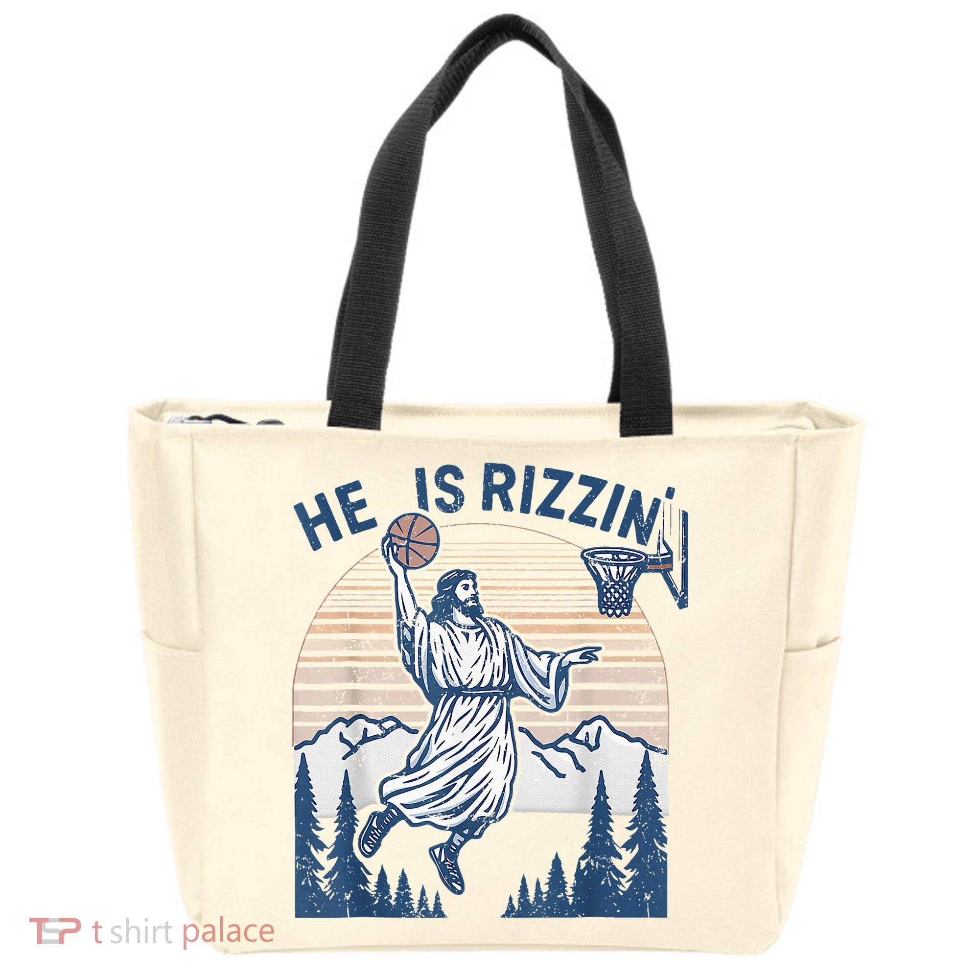 He Is Rizen Funny Easter Basketball Jesus Tote Bag
