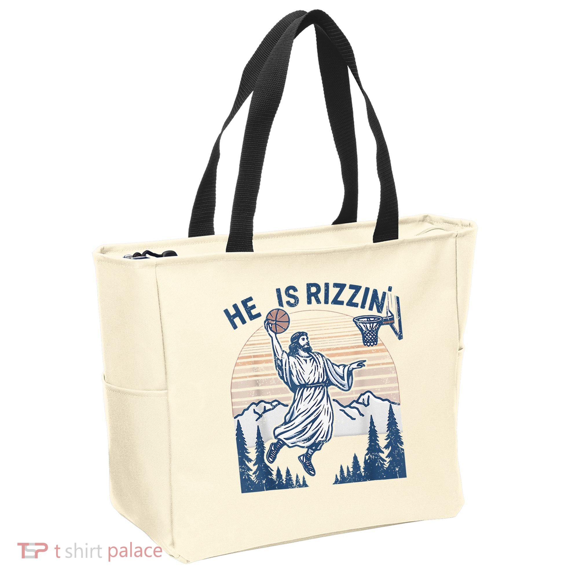 He Is Rizen Funny Easter Basketball Jesus Tote Bag