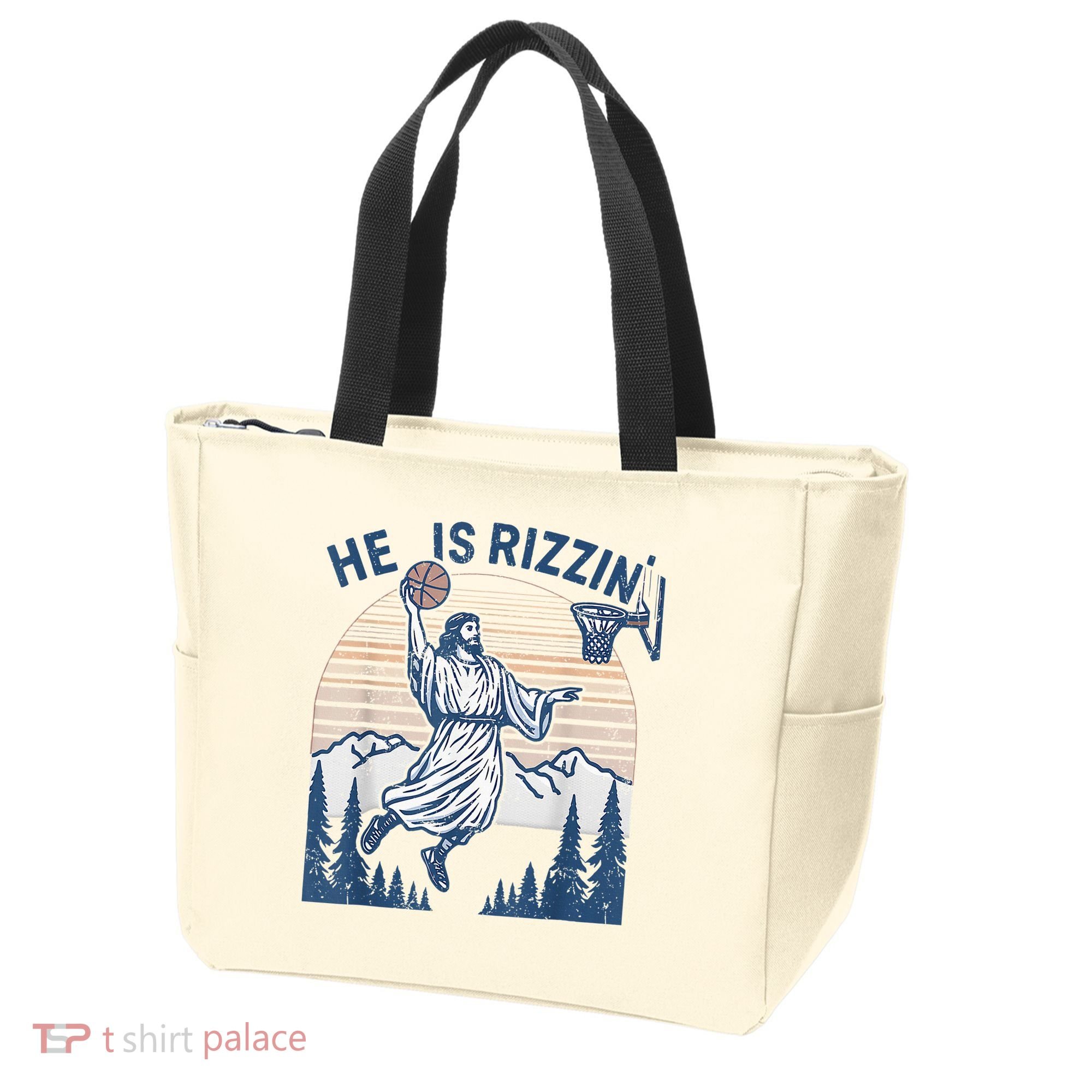 He Is Rizen Funny Easter Basketball Jesus Tote Bag
