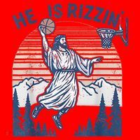 He Is Rizen Funny Easter Basketball Jesus Santa Hat thumb 1