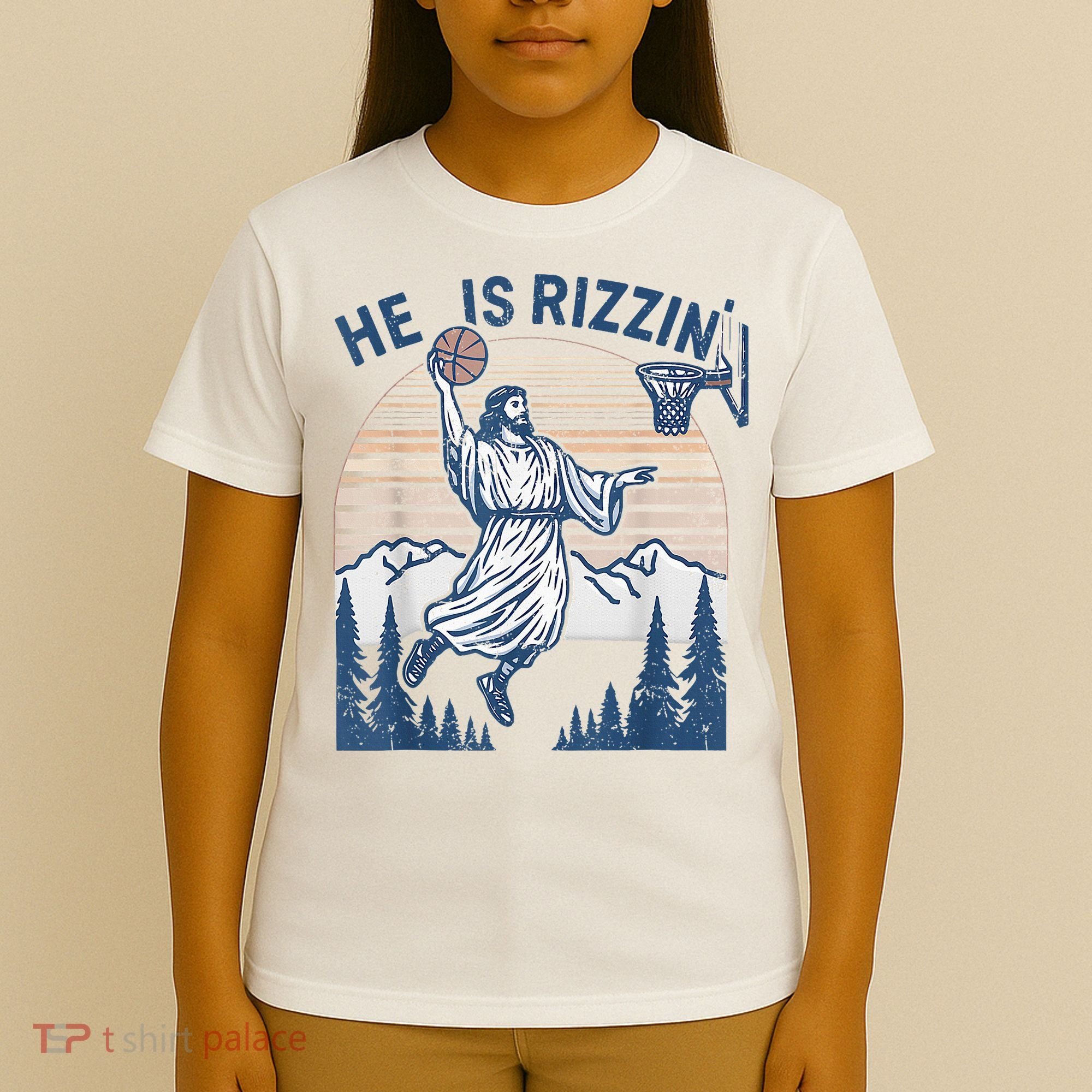He Is Rizen Funny Easter Basketball Jesus T-Shirt