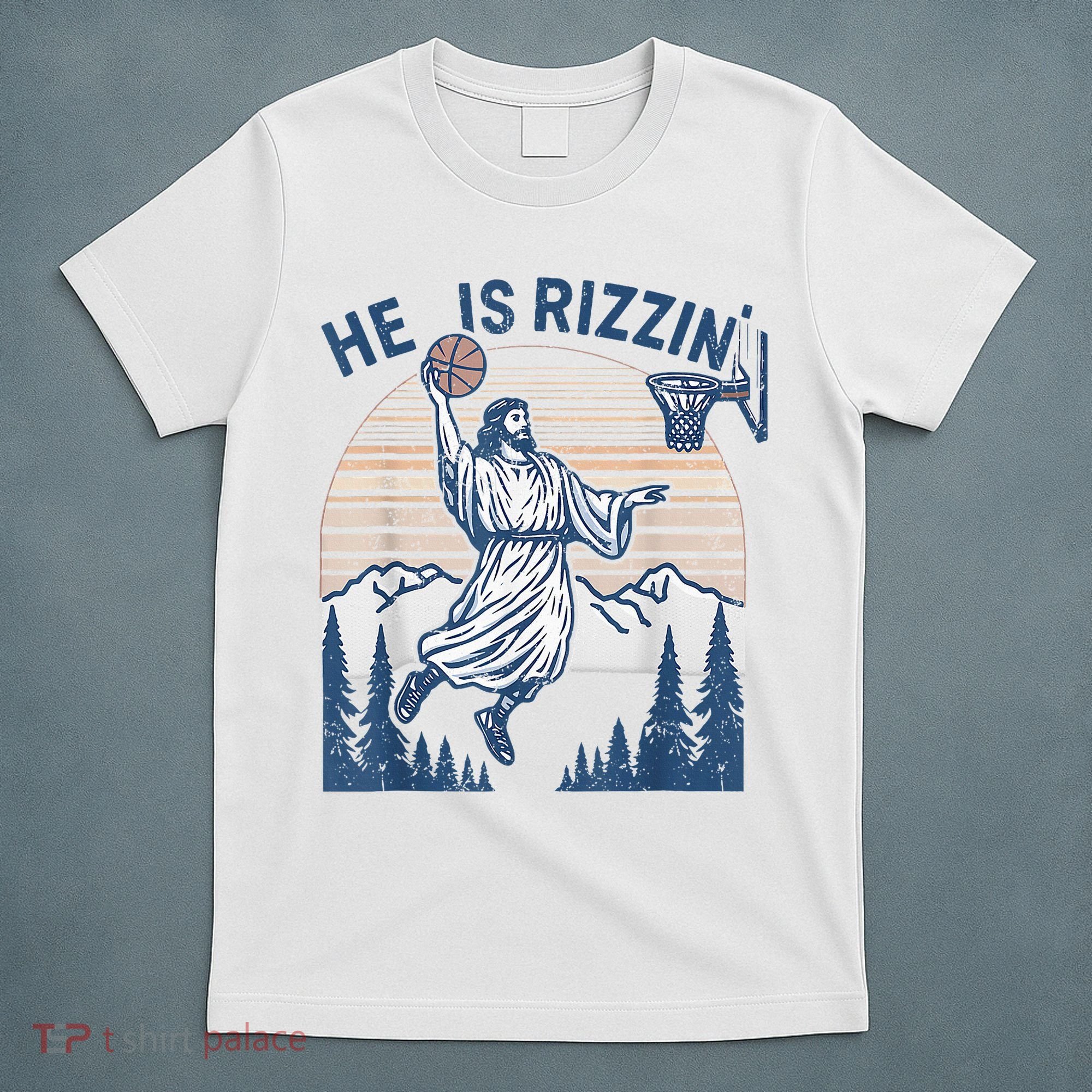 He Is Rizen Funny Easter Basketball Jesus T-Shirt