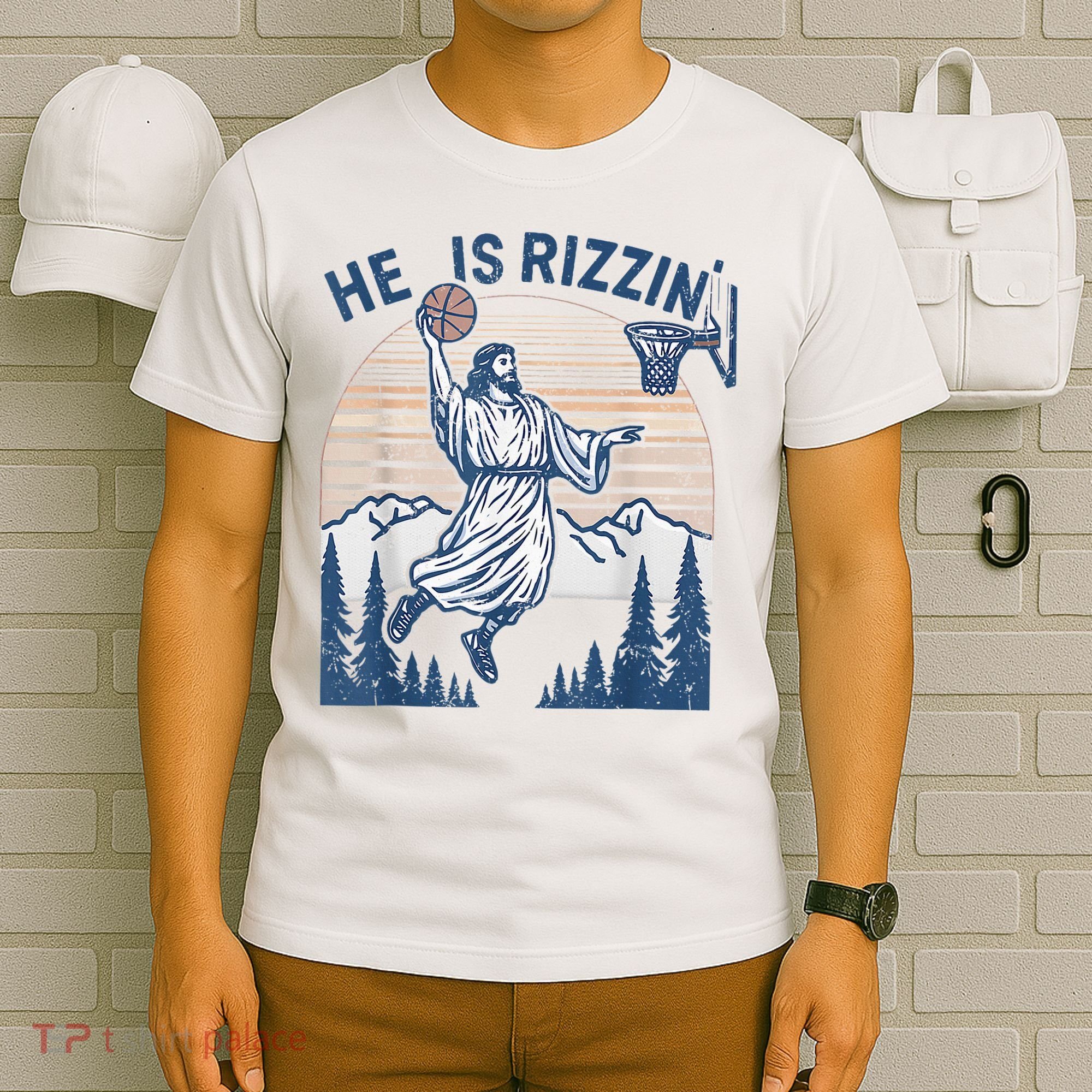 He Is Rizen Funny Easter Basketball Jesus T-Shirt