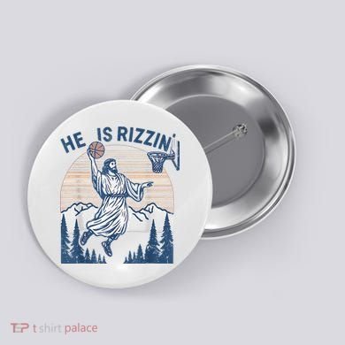 He Is Rizen Funny Easter Basketball Jesus Button