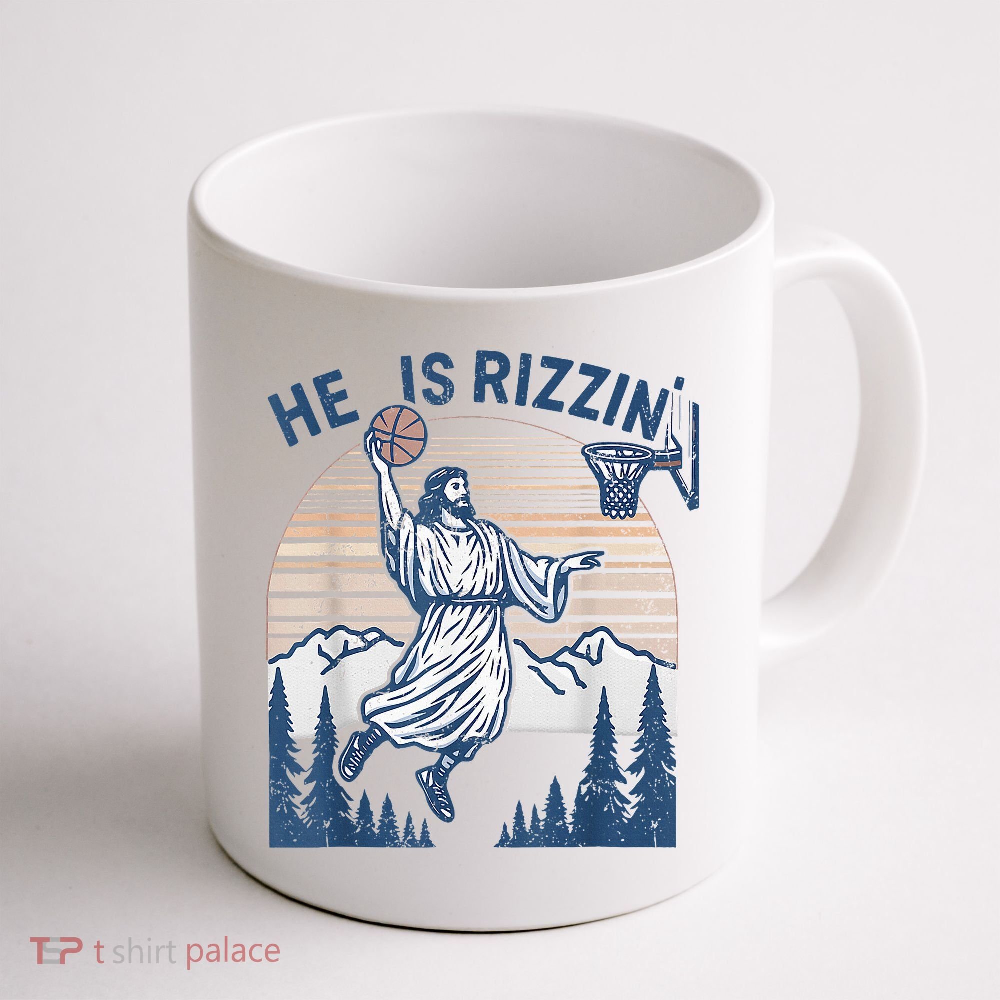 He Is Rizen Funny Easter Basketball Jesus Coffee Mug