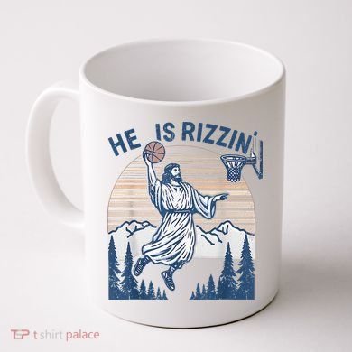 He Is Rizen Funny Easter Basketball Jesus Coffee Mug