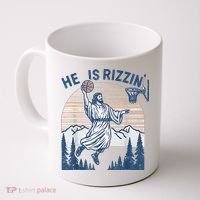 He Is Rizen Funny Easter Basketball Jesus Coffee Mug thumb 0
