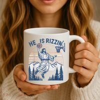 He Is Rizen Funny Easter Basketball Jesus Coffee Mug thumb 3