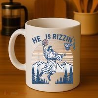 He Is Rizen Funny Easter Basketball Jesus Coffee Mug thumb 4