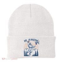 He Is Rizen Funny Easter Basketball Jesus Beanie thumb 0