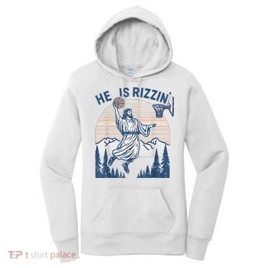 He Is Rizen Funny Easter Basketball Jesus Women's Hoodie