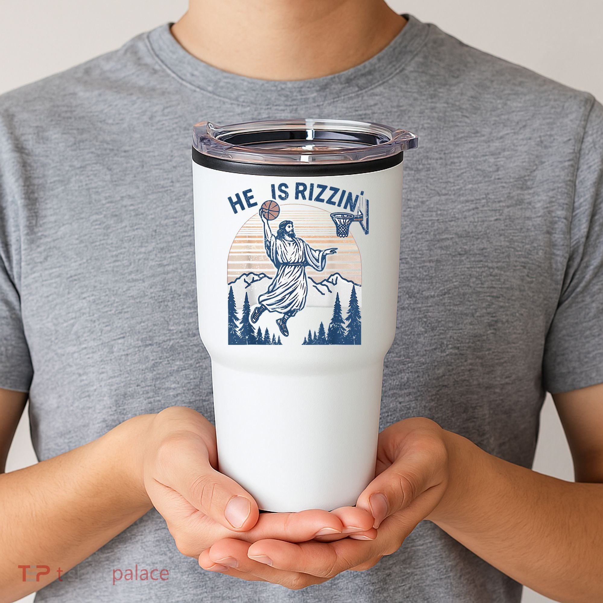 He Is Rizen Funny Easter Basketball Jesus Tumbler