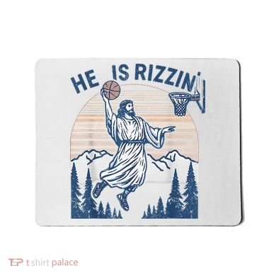 He Is Rizen Funny Easter Basketball Jesus Mousepad