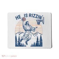 He Is Rizen Funny Easter Basketball Jesus Mousepad thumb 0