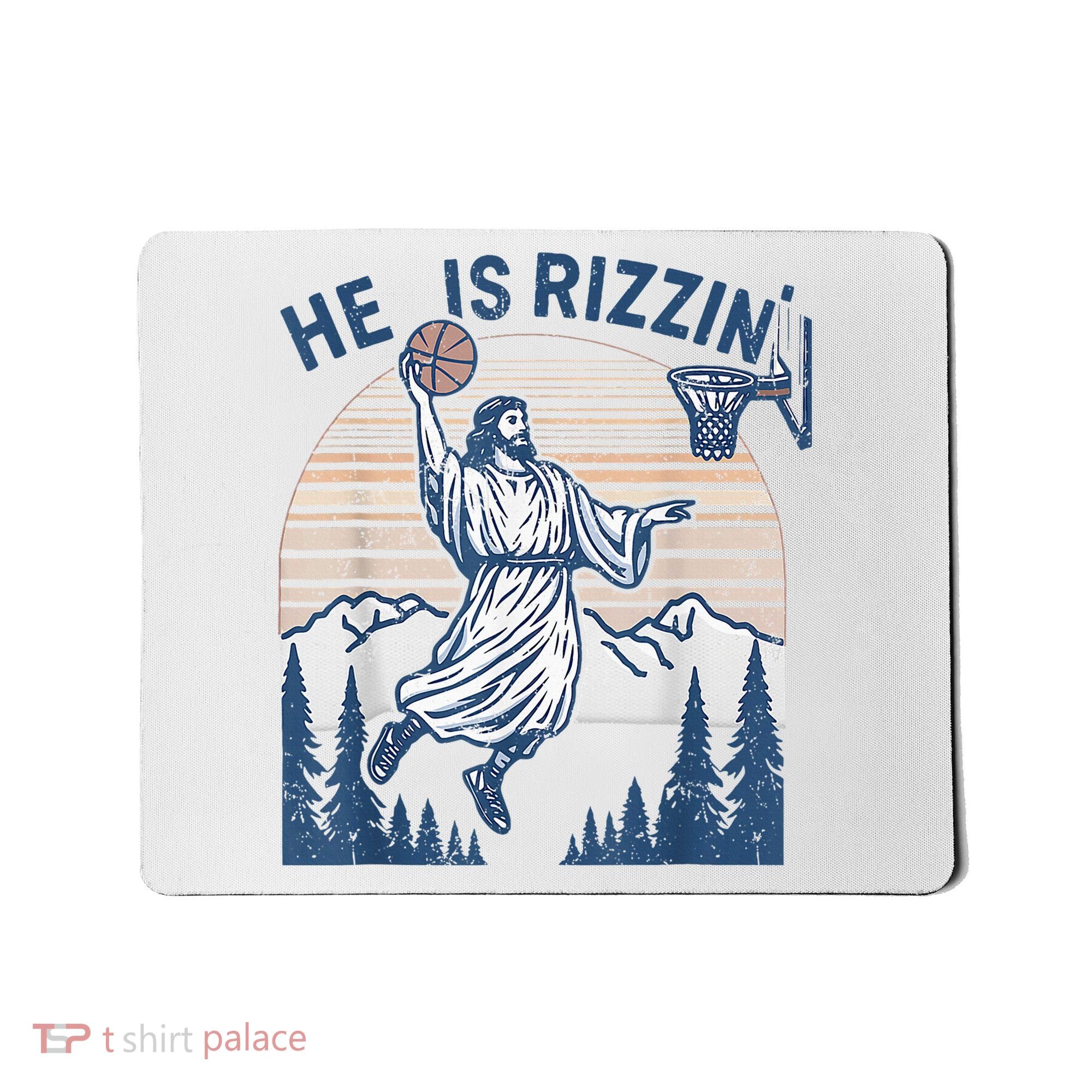 He Is Rizen Funny Easter Basketball Jesus Mousepad