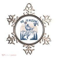 He Is Rizen Funny Easter Basketball Jesus Ornament thumb 0