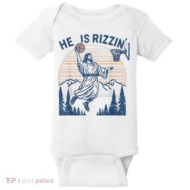 He Is Rizen Funny Easter Basketball Jesus Baby Bodysuit