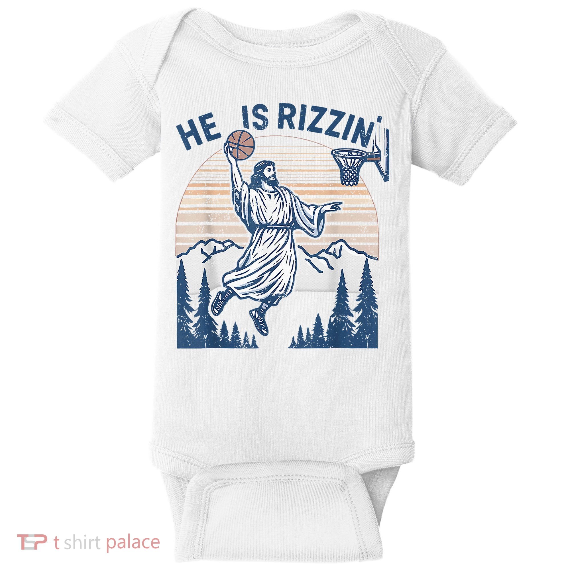 He Is Rizen Funny Easter Basketball Jesus Baby Bodysuit
