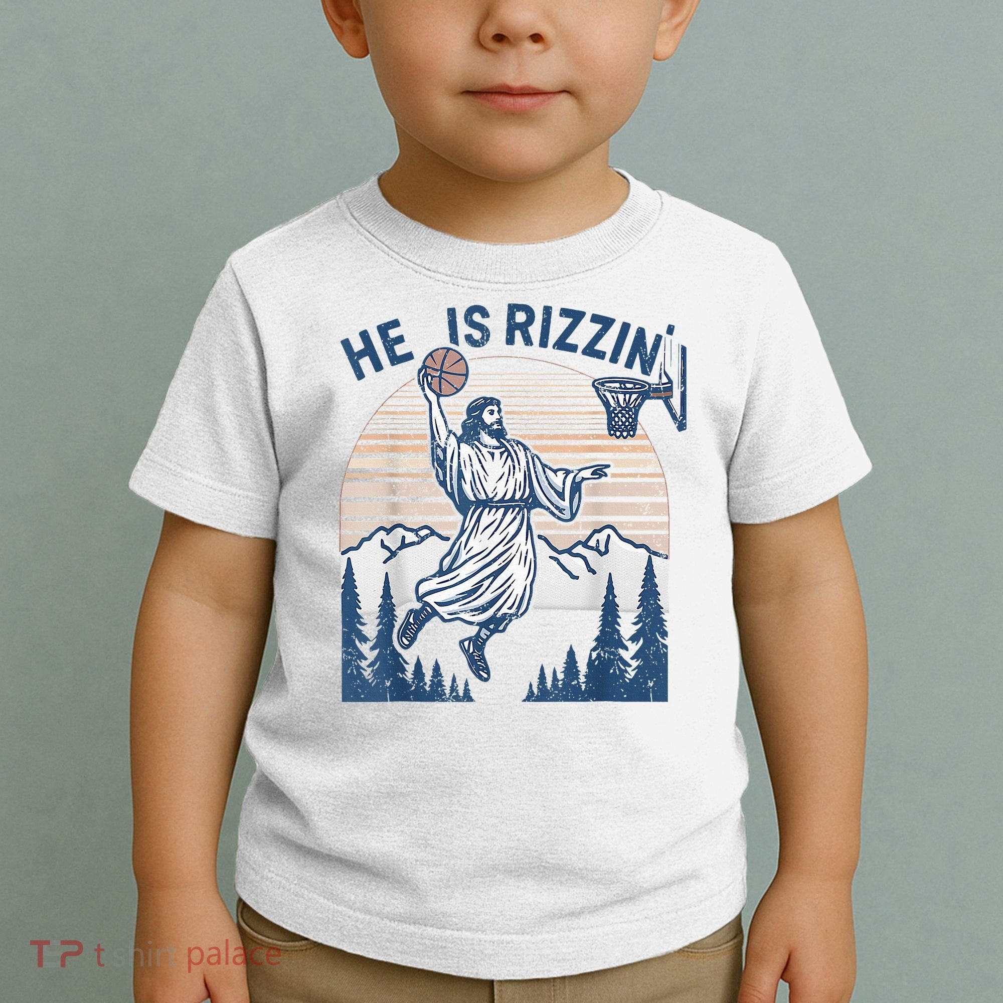 He Is Rizen Funny Easter Basketball Jesus Toddler T-Shirt