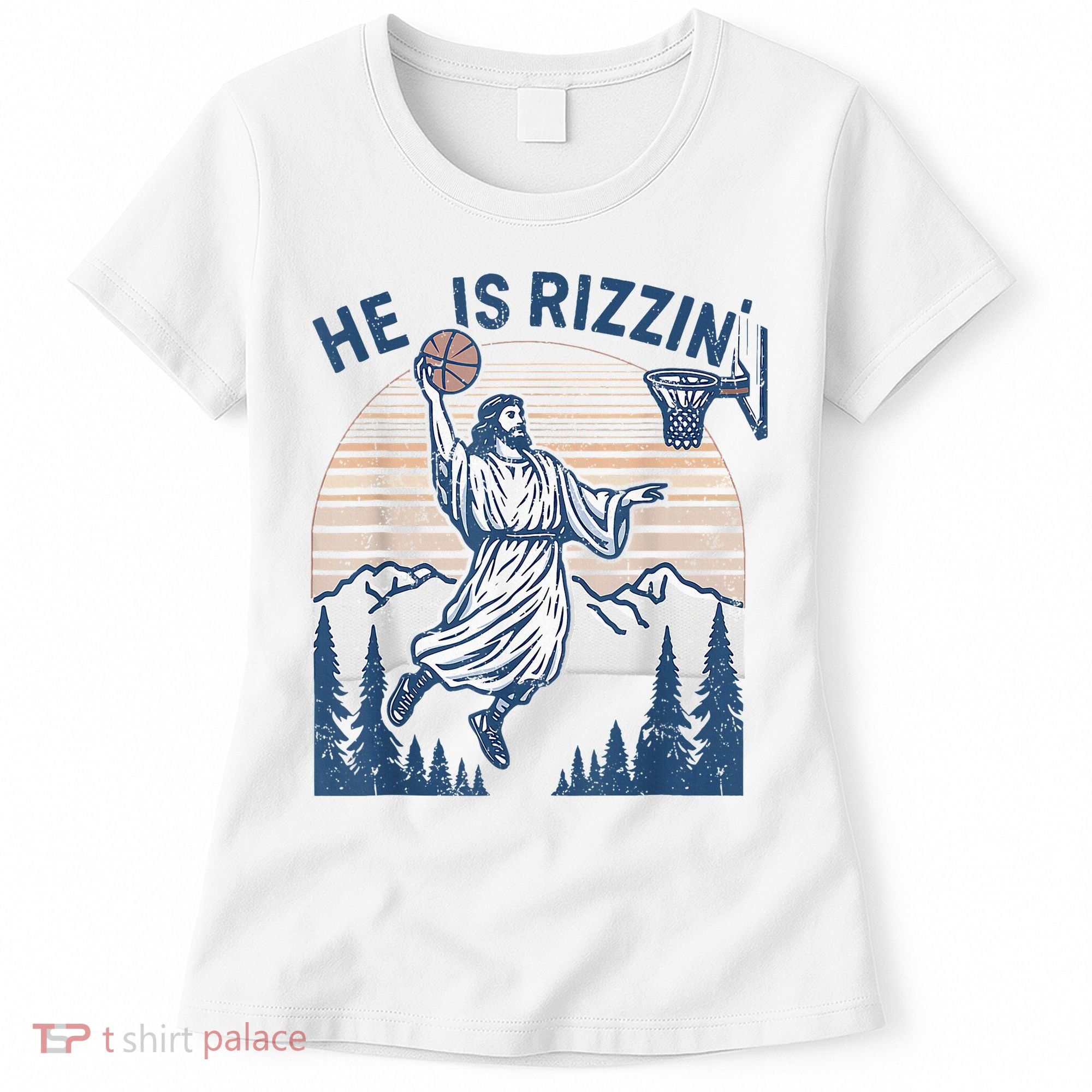 He Is Rizen Funny Easter Basketball Jesus Women's T-Shirt