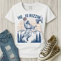 He Is Rizen Funny Easter Basketball Jesus Women's T-Shirt thumb 3