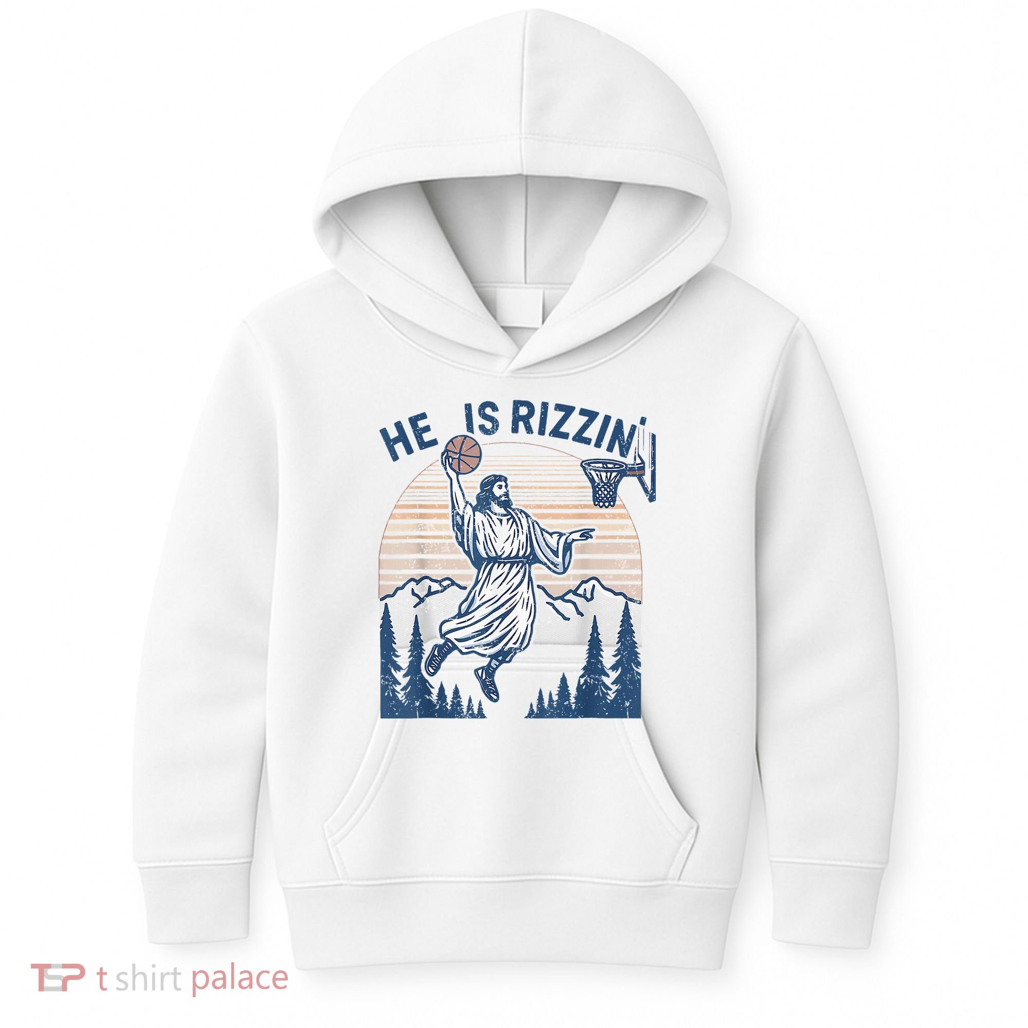 He Is Rizen Funny Easter Basketball Jesus Kids Hoodie