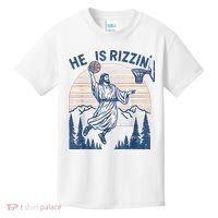 He Is Rizen Funny Easter Basketball Jesus Kids T-Shirt thumb 0