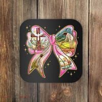 He Is Risen Easter Cross Coquette Jesus Christian Religious Coaster thumb 0