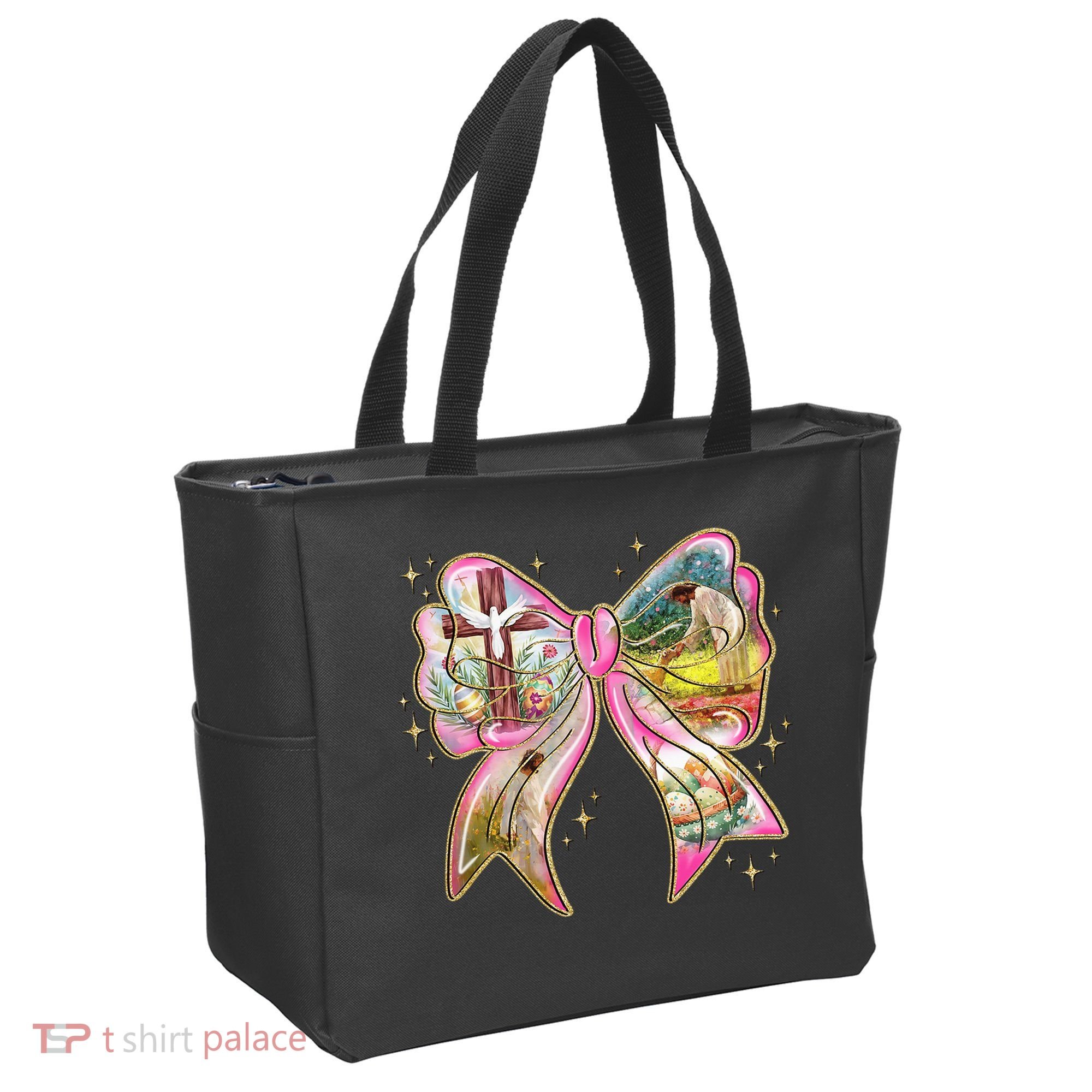 He Is Risen Easter Cross Coquette Jesus Christian Religious Tote Bag