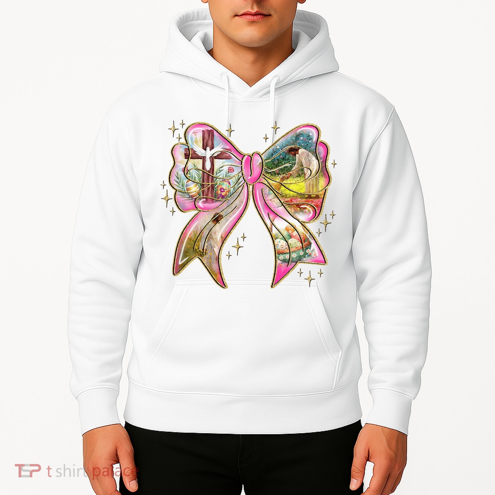 He Is Risen Easter Cross Coquette Jesus Christian Religious Hoodie