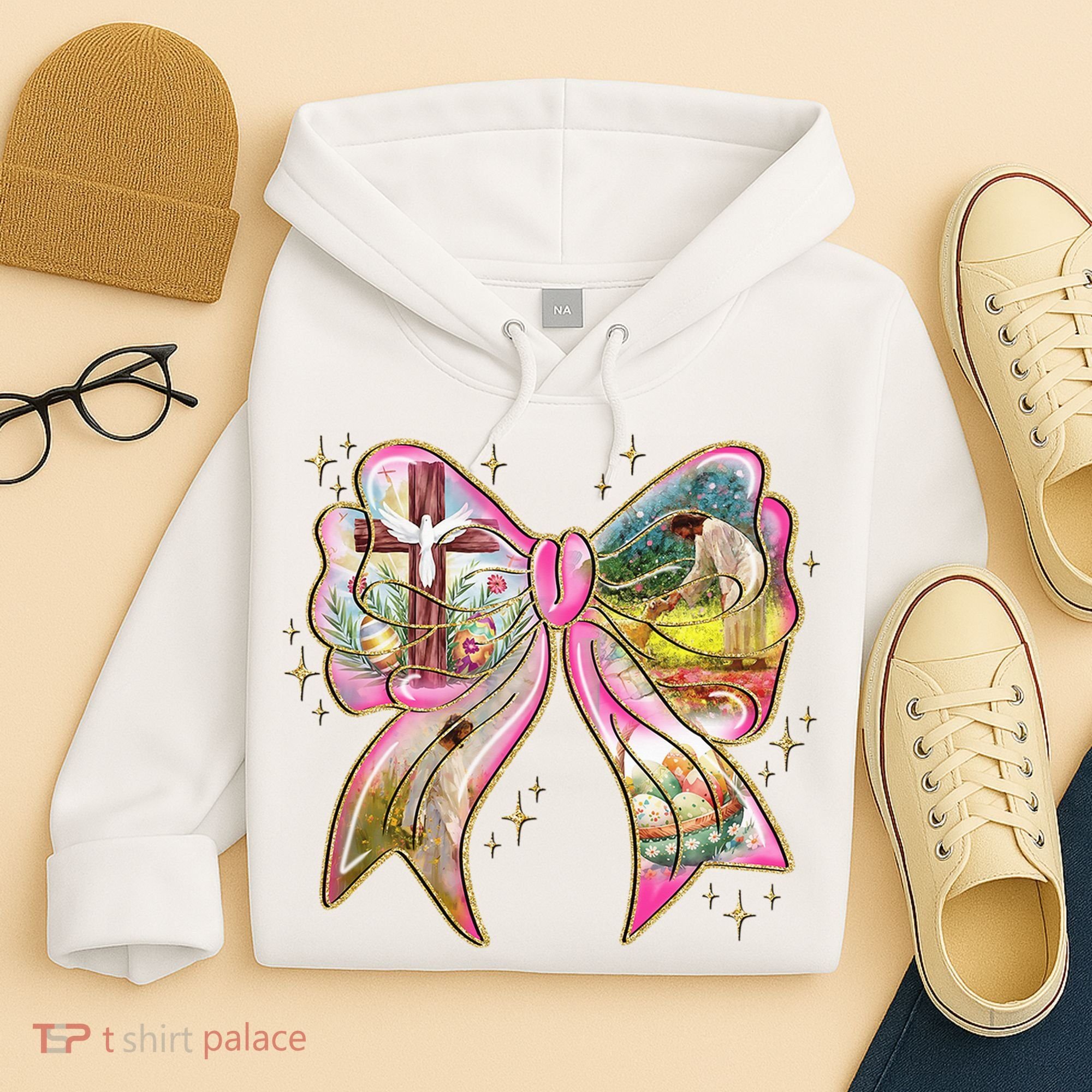 He Is Risen Easter Cross Coquette Jesus Christian Religious Hoodie