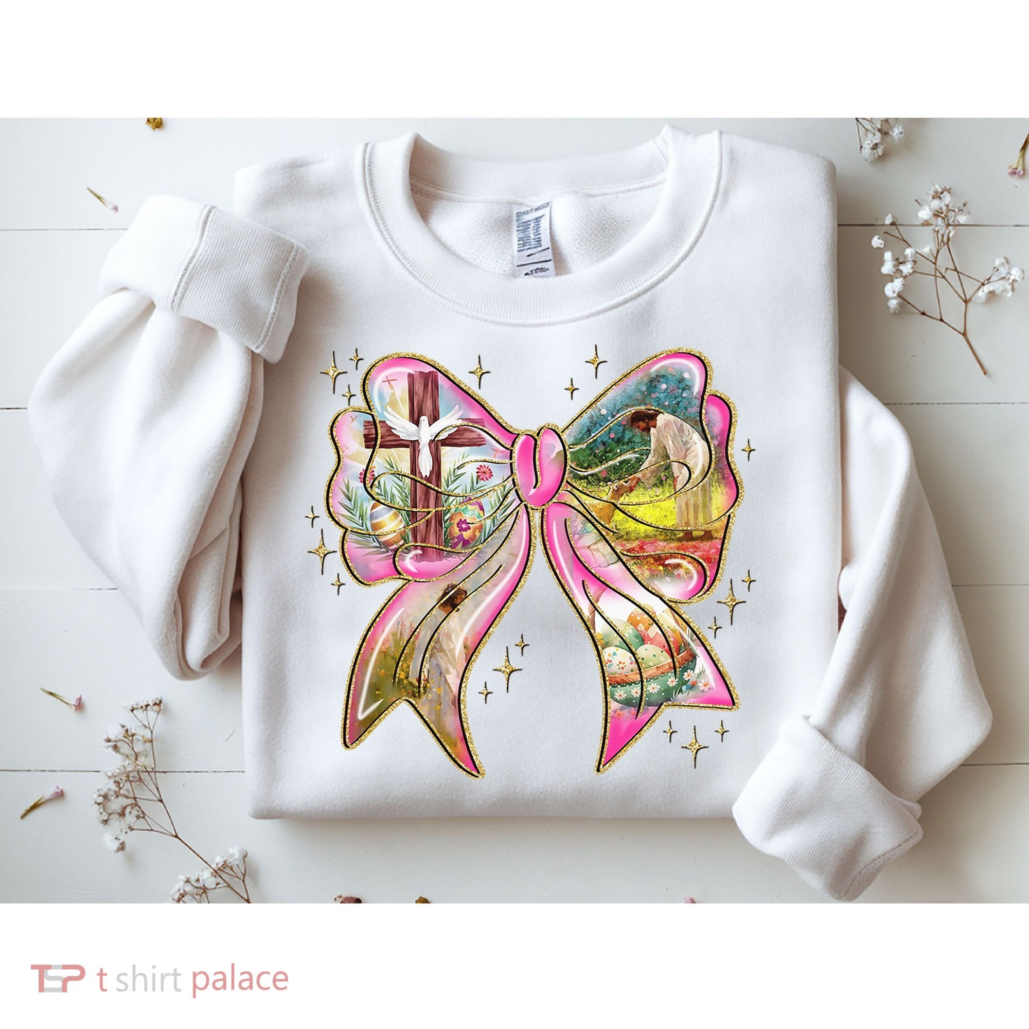 He Is Risen Easter Cross Coquette Jesus Christian Religious Sweatshirt