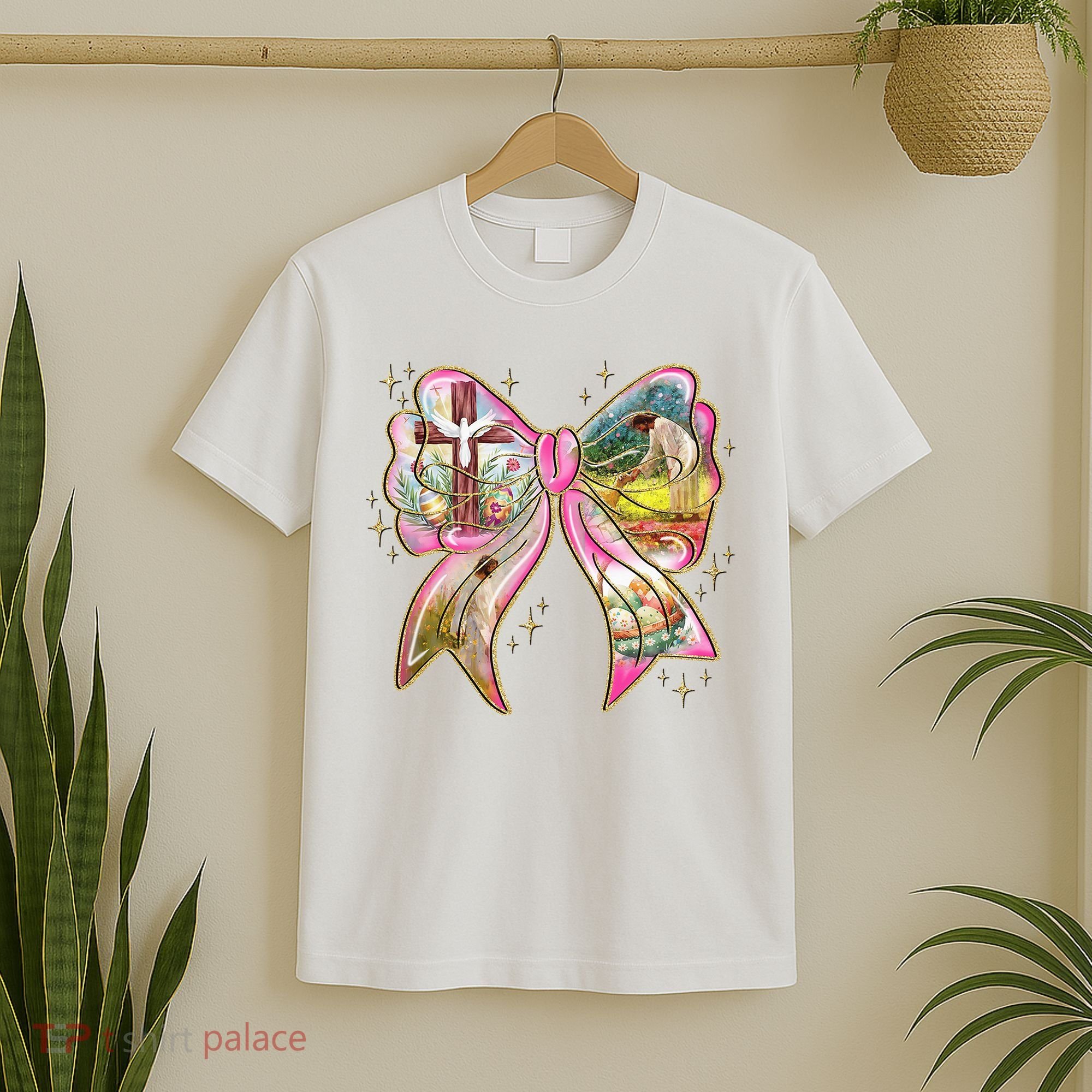 He Is Risen Easter Cross Coquette Jesus Christian Religious T-Shirt
