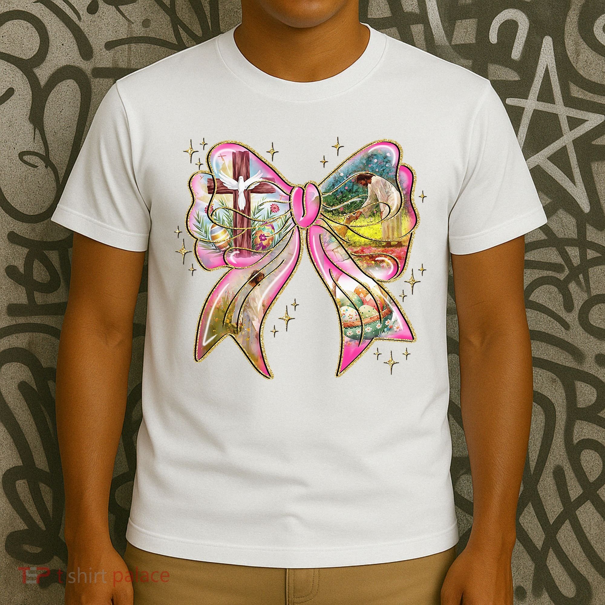 He Is Risen Easter Cross Coquette Jesus Christian Religious T-Shirt
