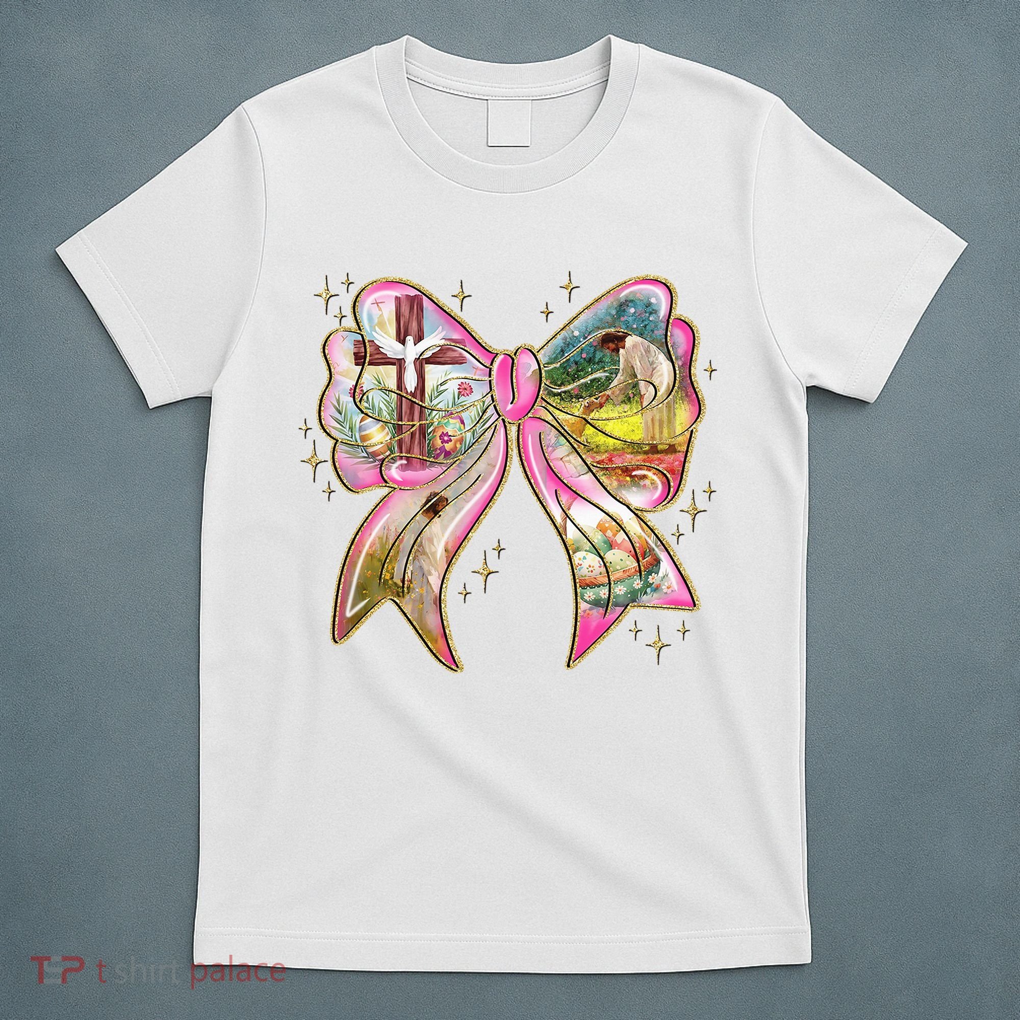 He Is Risen Easter Cross Coquette Jesus Christian Religious T-Shirt