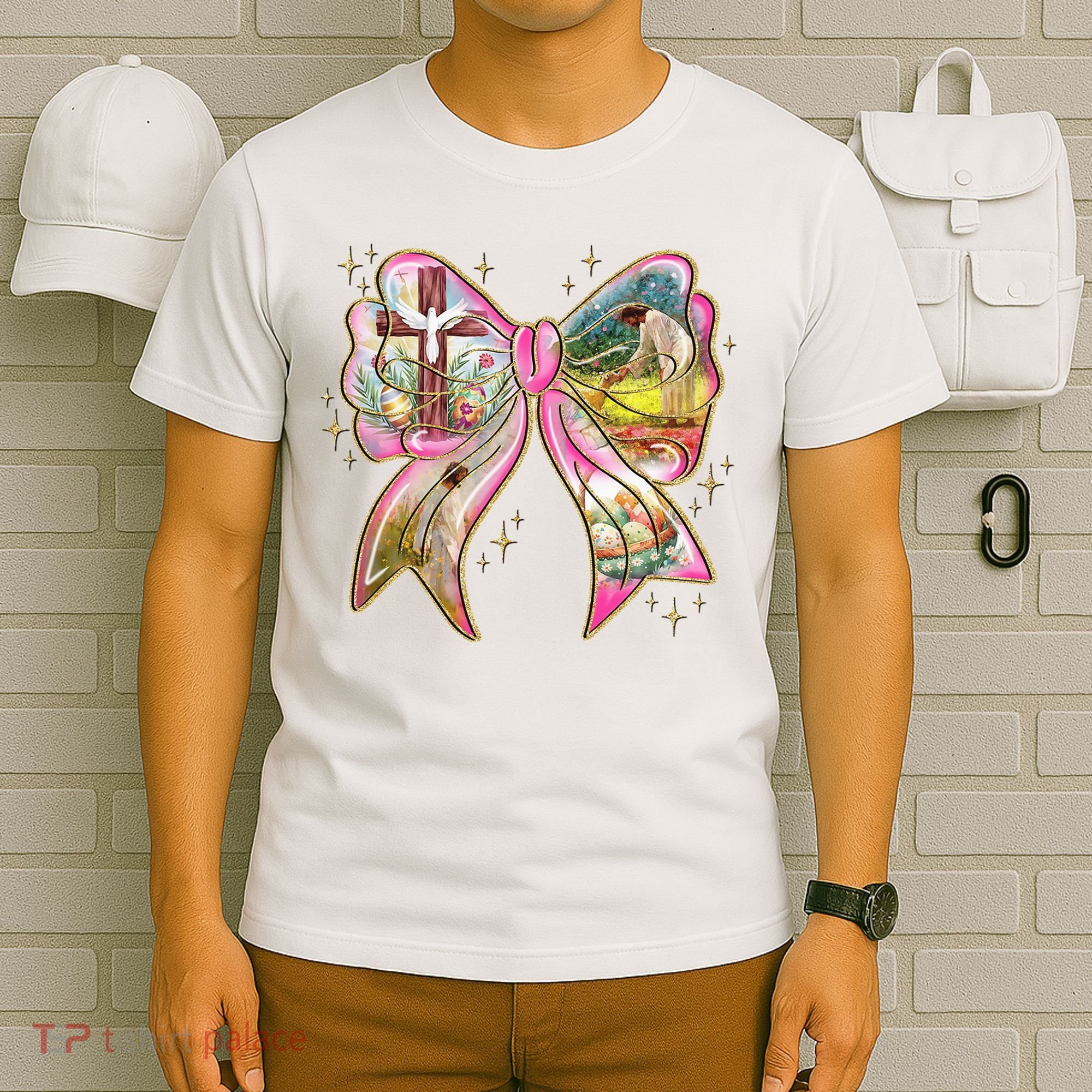 He Is Risen Easter Cross Coquette Jesus Christian Religious T-Shirt