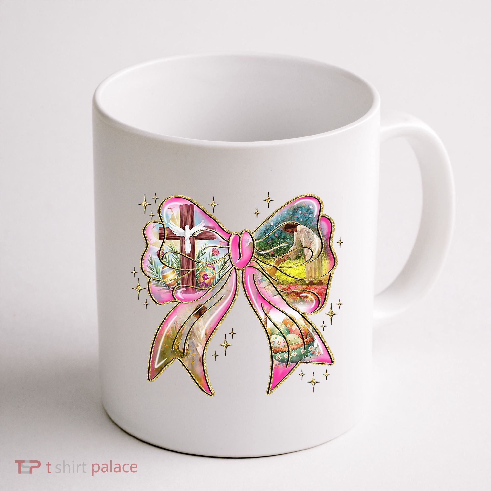 He Is Risen Easter Cross Coquette Jesus Christian Religious Coffee Mug