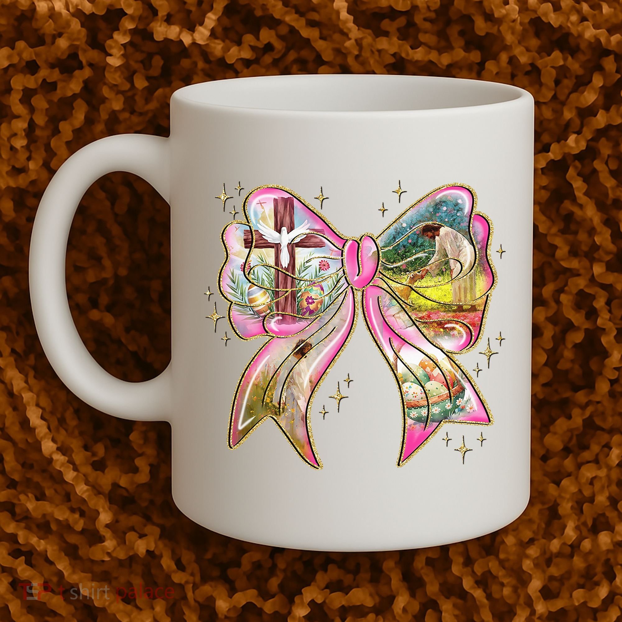 He Is Risen Easter Cross Coquette Jesus Christian Religious Coffee Mug